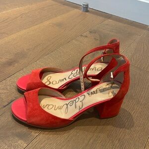 Sam Edelman DANIELLA BLOCK HEEL SANDAL Orange Suede Size 9.5